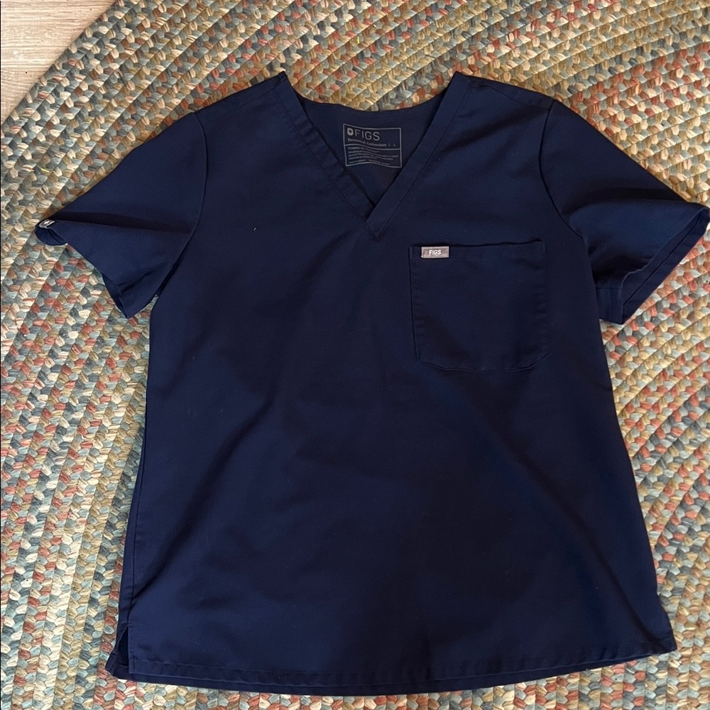 Figs Navy V-Neck Scrub Top